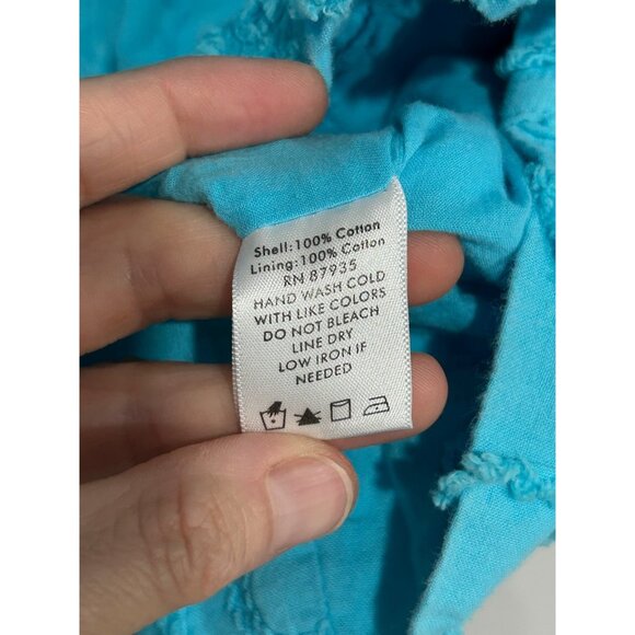 Susan Graver Style Womens Textured Turquoise Jacket Size L Full Zip Cotton Casua - Picture 6 of 10